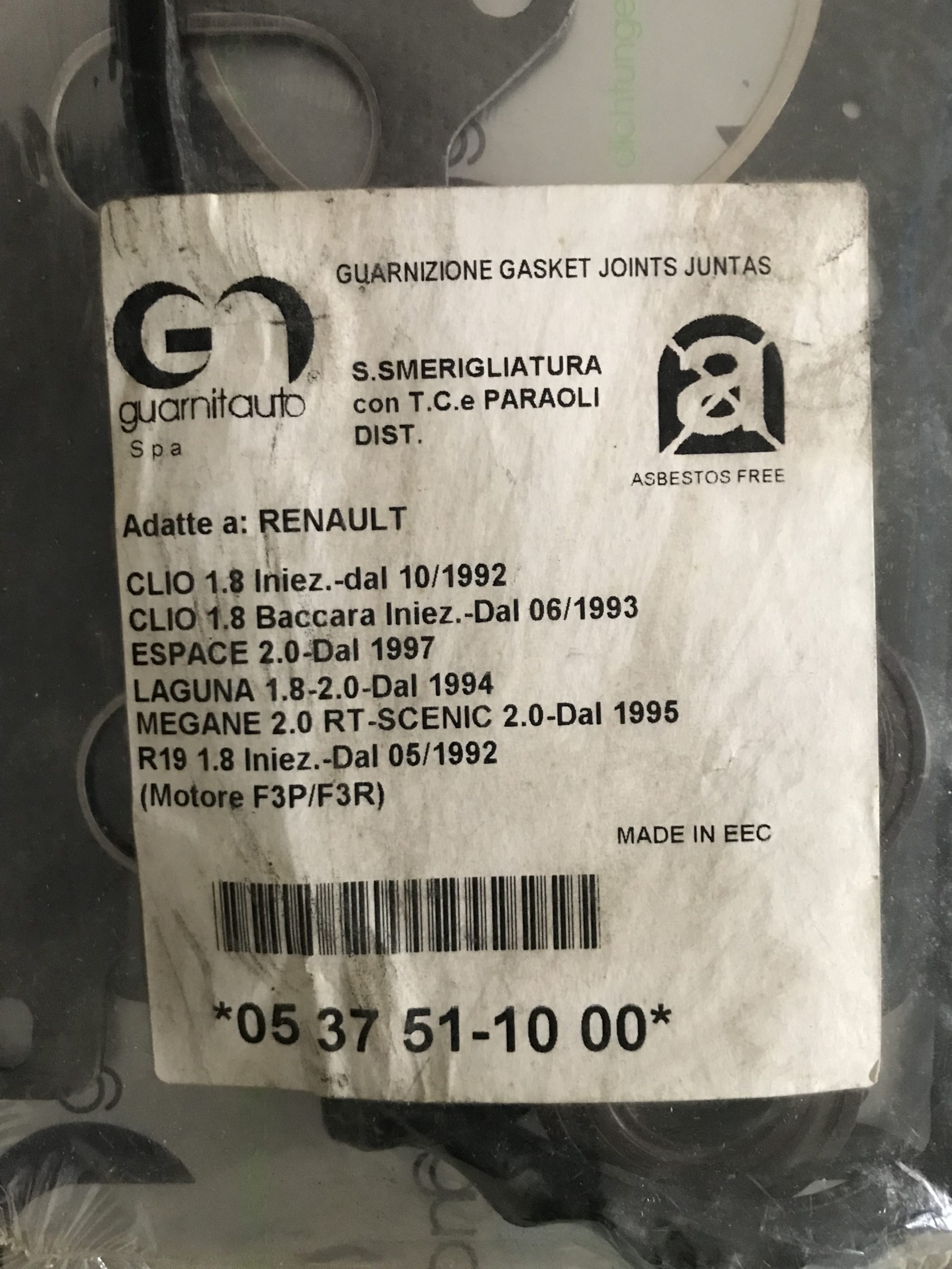 053751-1000 Jogo juntas Renault Clio Guarnitauto